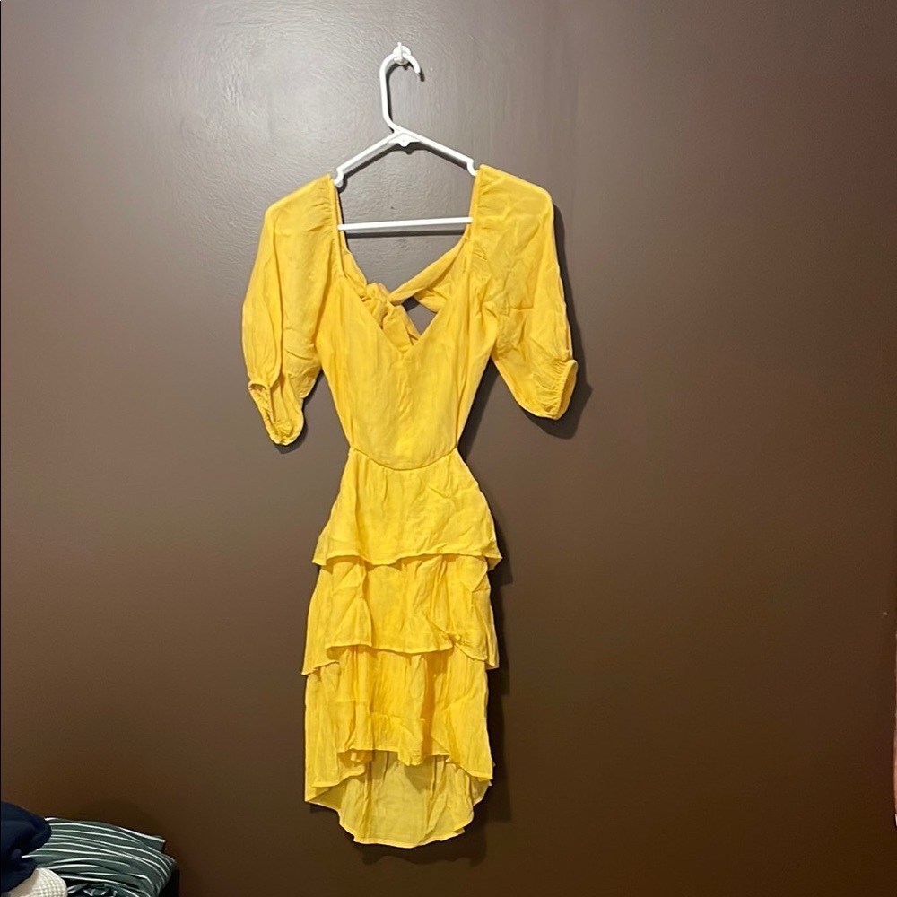 Elegant Yellow Ruffle Dress